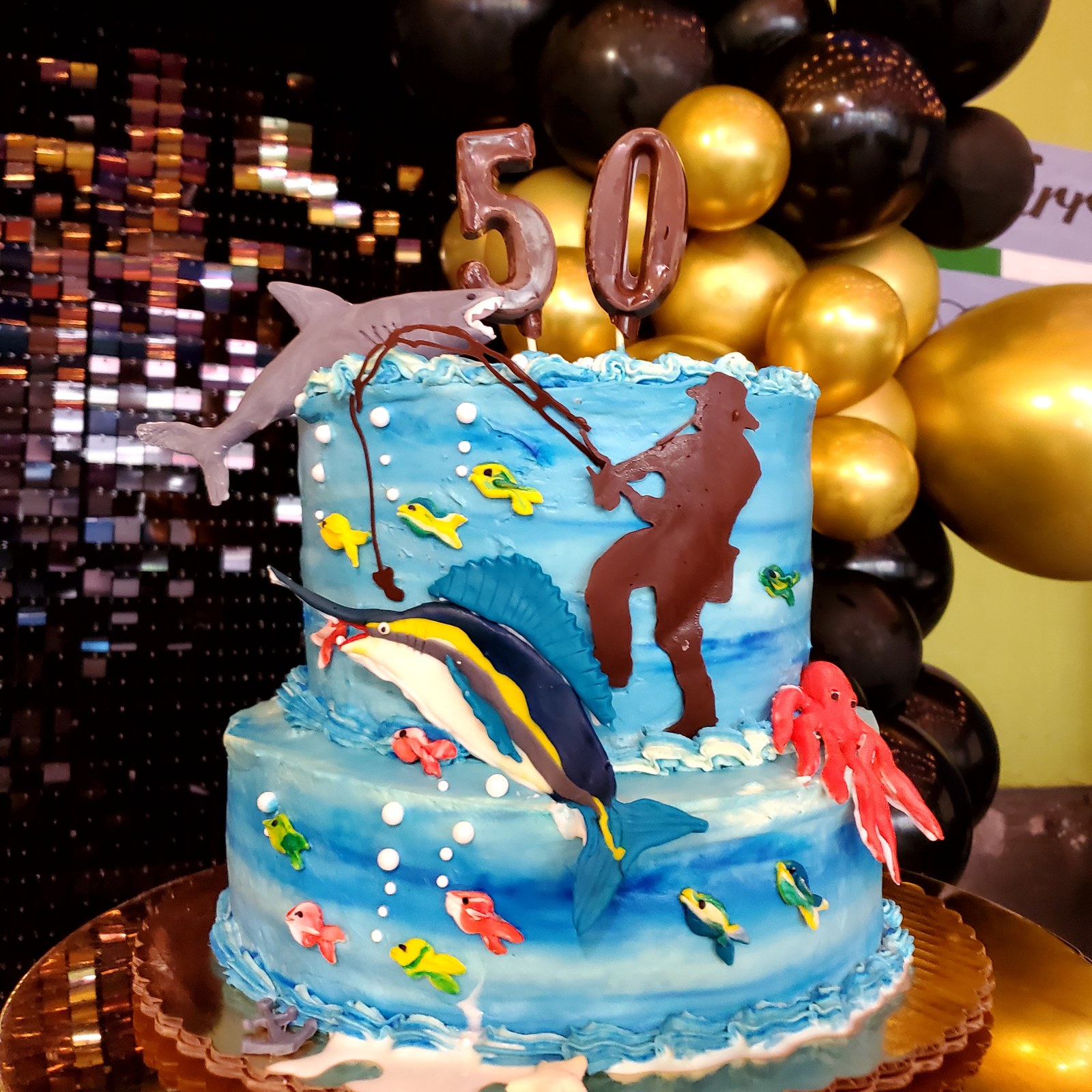 Pastel de pescador para cumpleaños de 50 años